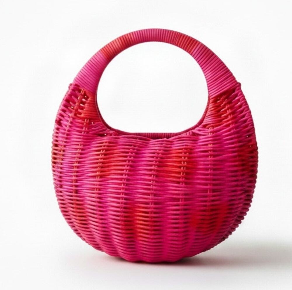 Kate Spade x Target Mini Pink Wicker Crescent Handbag Purse NWT